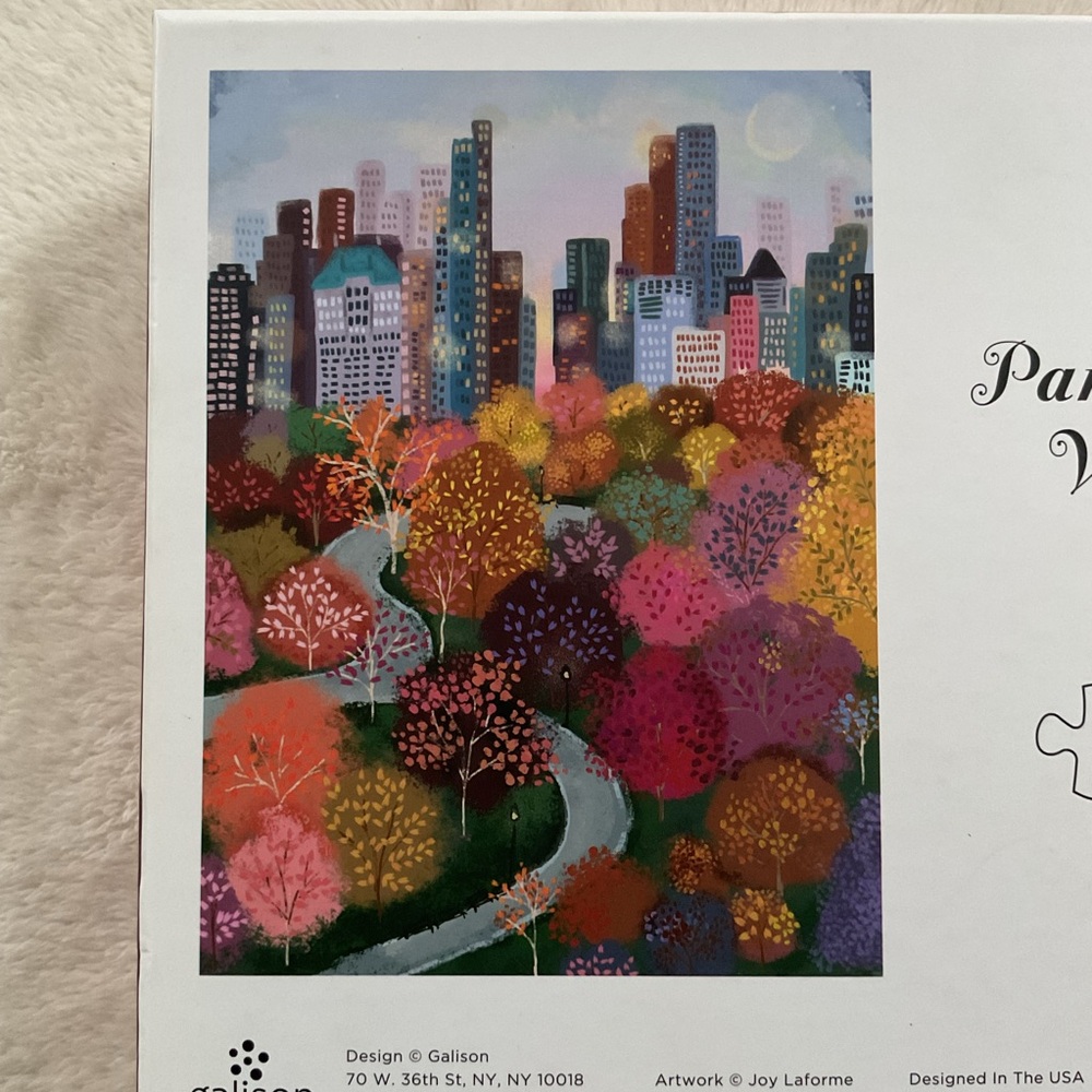 Galison Parkside View 1000 Piece Puzzle Complete 20x27 Pink Purple Cityscape - Picture 10 of 15